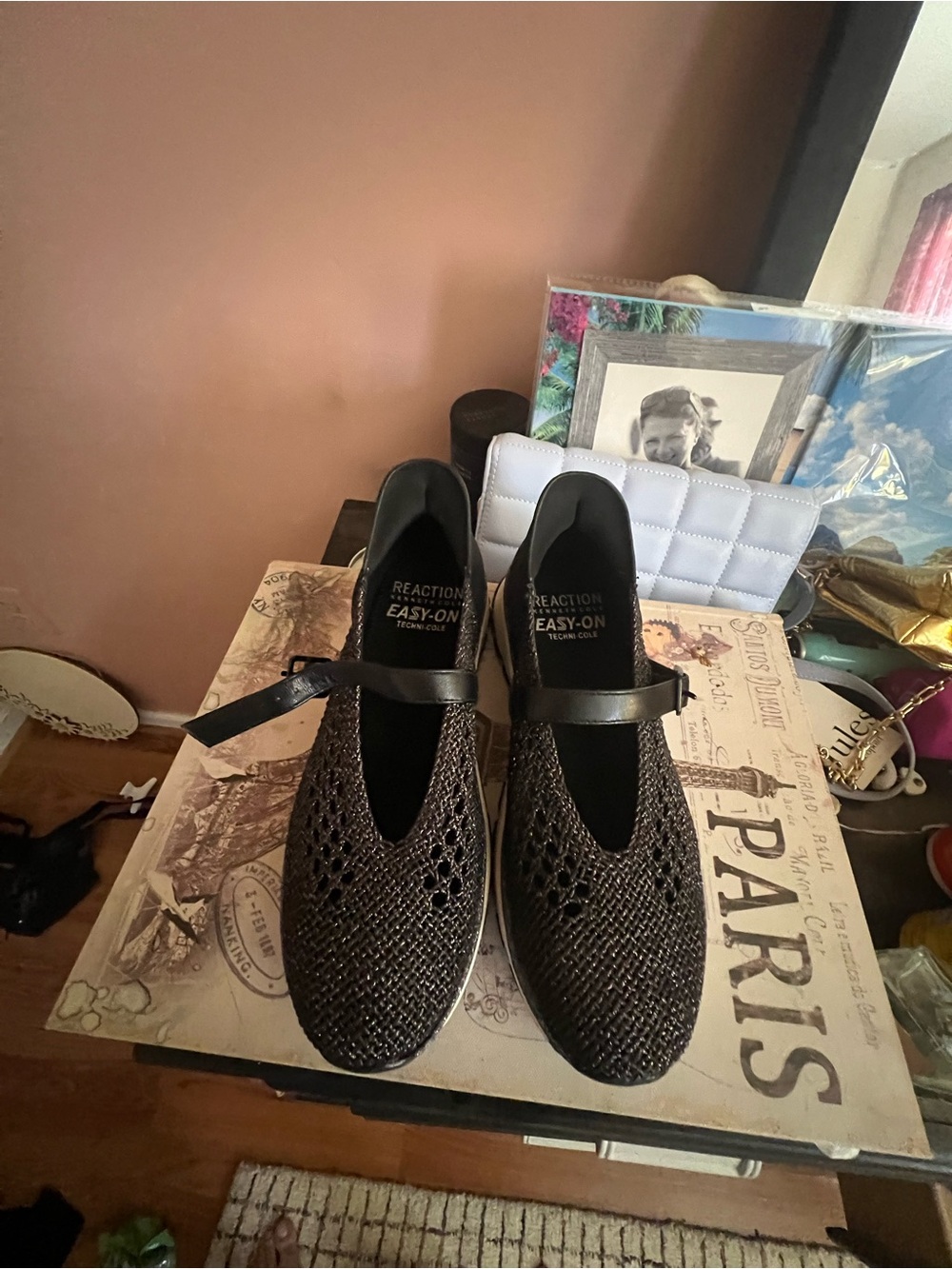 NWT Easy-On Black Woven Mary Jane Flats size 8.5  Reaction Kennet Cole